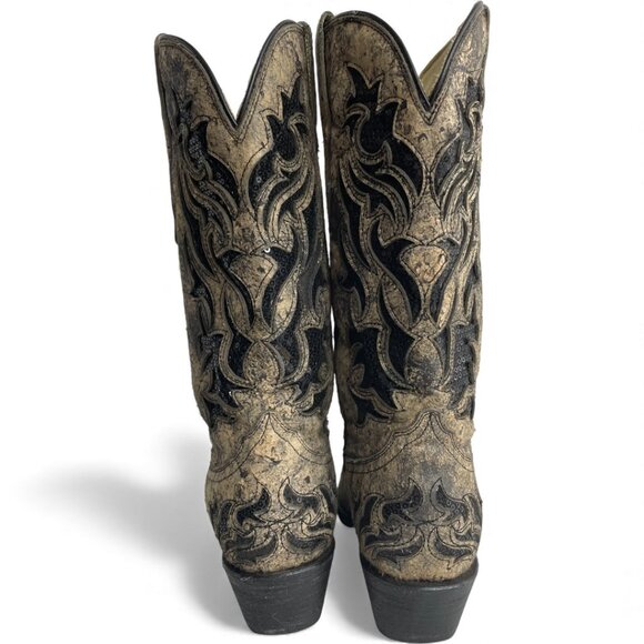 Corral Leather Western Cowgirl Snip Toe Glitter Boots Women's 7 - Picture 8 of 13